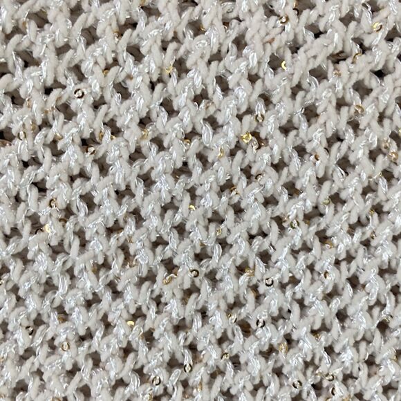 Joie Large Sequined Sparkly Open Knit Sweater Vest Beige V-Neck Party Knit Top - Picture 5 of 7